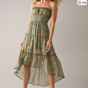 Audrey Parks + Francesca Sage green high low style midi/maxi , floral print , XL